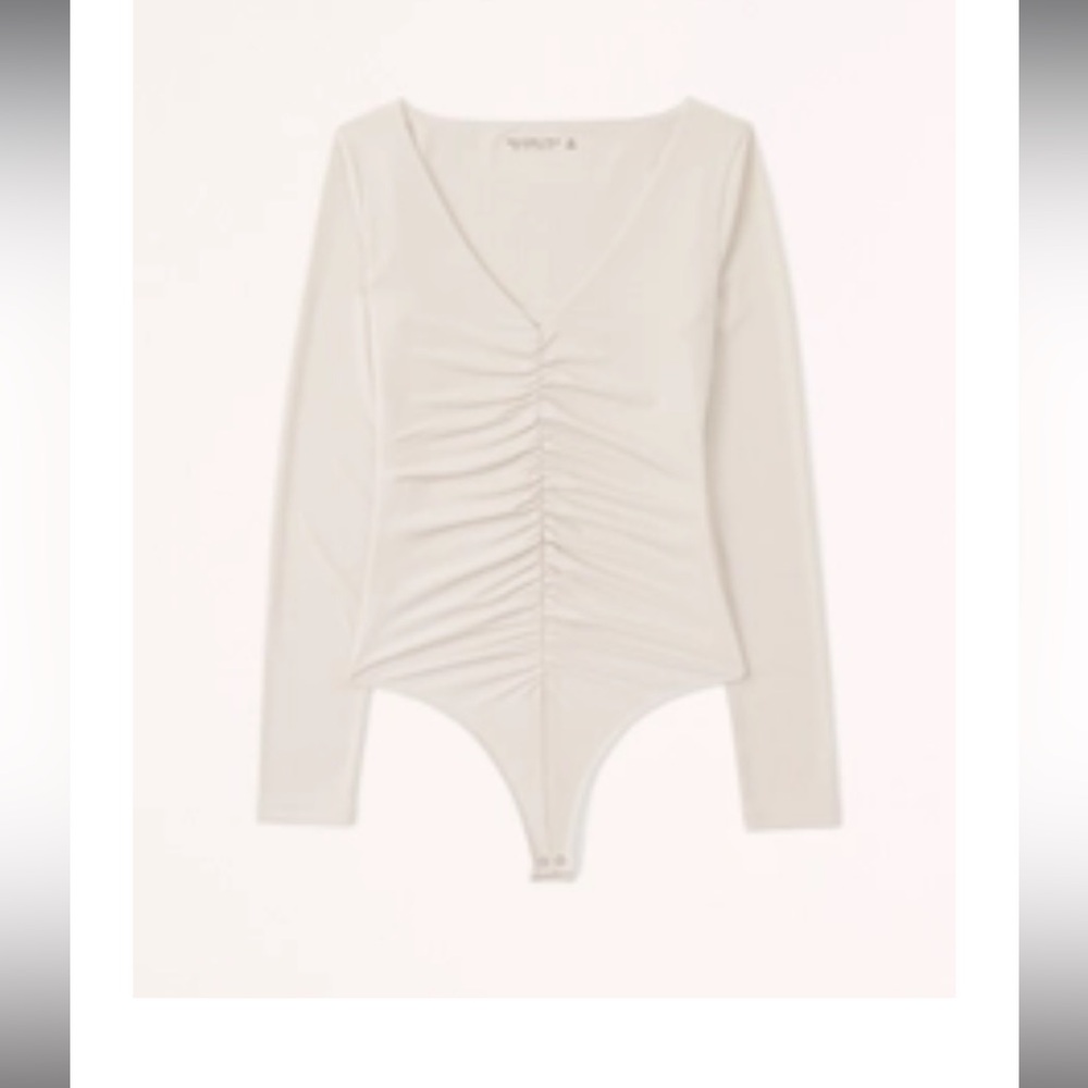 Long-Sleeve Ruched V-Neck Bodysuit Xs nwot